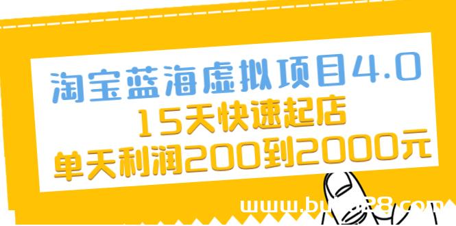 （555期）淘宝蓝海虚拟项目4.0，15天快速起店，单天利润200到2000元